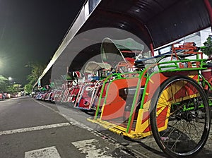 Pedicab station at Blitar city Indonesia