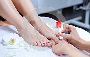 Pedicure in the spa salon