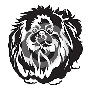 Pedigreed dog pekingese breed for tattoo and screen vector design