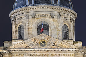 The pediment and lower half of the cupole on the main faÃÂ§ade of the Palais de lÃ¢â¬â¢Institut de France photo