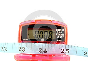 Pedometer with tape measure