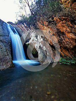 Pedra Furada  Holed stone Waterfall, Casa Branca, Minas Gerais, Brazil.