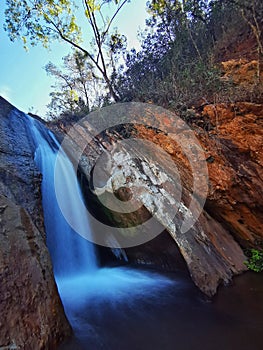 Pedra Furada  Holed stone Waterfall, Casa Branca, Minas Gerais, Brazil.