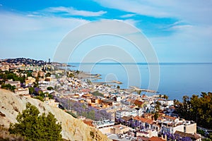 Pedregalejo beach at Malaga colorful houses along beachfront