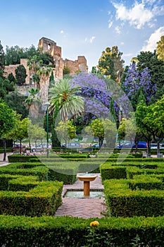 Pedro Luis Alonso Gardens with Alcazaba Fortress - Malaga, Andalusia, Spain