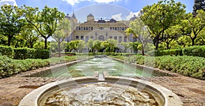 Pedro Luis Alonso gardens and the Town Hall building in Malaga, photo