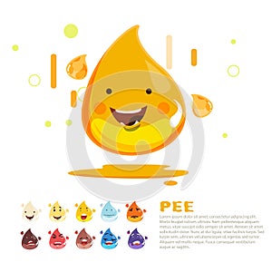 Pee character and colour level. infographic - photo