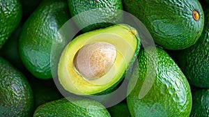 A Peek Inside: Exposing the Luscious Heart of a Bunch of Green Avocados in Astonishing  Perspect photo