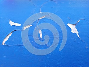 Peel of blue paint