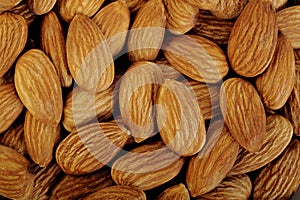 Peeled almonds closeup