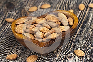 peeled almonds nuts close-up on the table