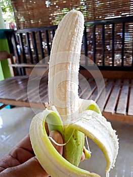 Peeled banana photo