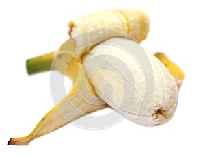 Peeled banana fruit with selective focus