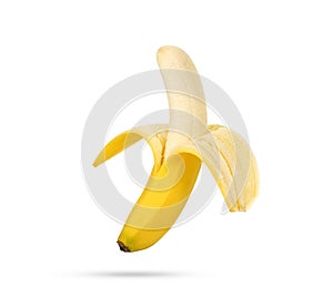 peeled banana isolated on white