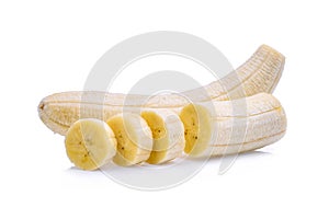 Peeled banana isolated on white
