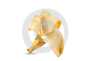 Peeled banana isolated on white background