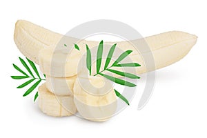 Peeled banana isolated on white background with clipping path and full depth of field.