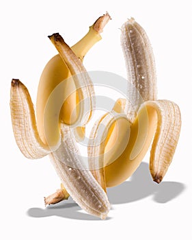 Peeled bananas dancing
