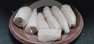 peeled cassava or Manihot esculenta