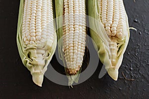 Peeled corn, elote maiz mexican food in mexico