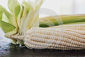Peeled corn, elote maiz mexican food in mexico photo