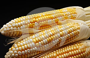 Fresh corn on cobs closeup