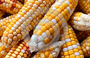 Fresh corn on cobs closeup