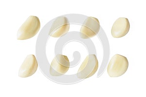 Peeled Garlic cloves isolated on white background