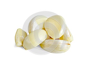 Peeled garlic isolated on white background ,include clipping path