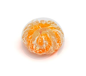 Peeled mandarin on a white background