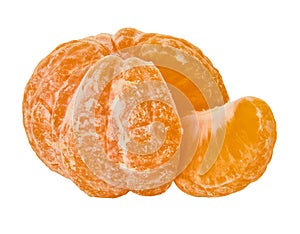 Peeled mandarin white isolated background