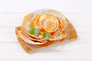 Peeled orange arranged in peels