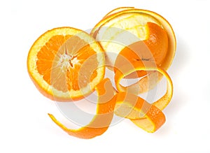 Peeled orange isolated on white