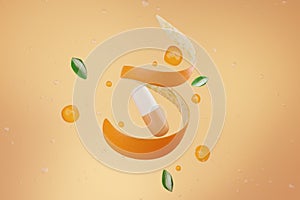 Peeled orange skin covering a vitamin supplement capsule