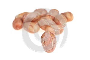 Peeled peanut kernels isolated on a white background