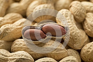 Peeled peanuts close up