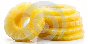 Peeled pineapple rings in a stack  isolated on trtansparent background AI-Generated Content