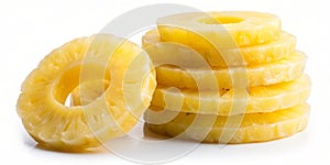 Peeled pineapple rings in a stack  isolated on trtansparent background AI-Generated Content