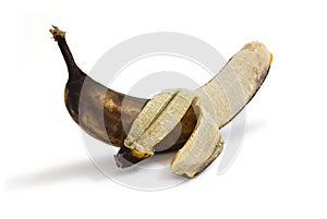 Peeled rotten banana