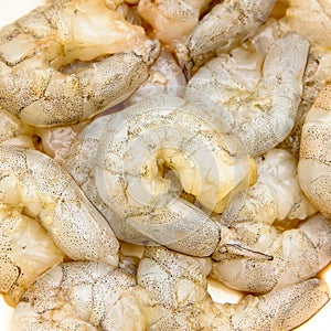 Peeled shrimps prepared for cooking