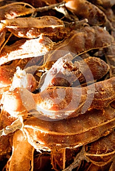 Peeled stock of tamarind in a place photo