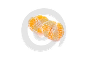 Peeled tangerine isolated on white background.