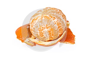 Peeled tangerine mandarin fruit isolated with clipping path