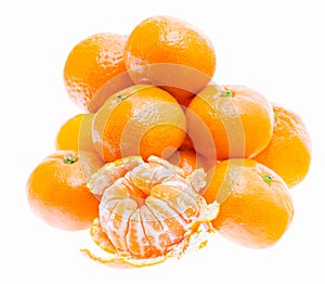 Peeled Tasty Sweet Tangerine Orange Mandarin Fruit Isolated