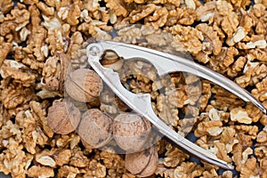 Peeled wallnuts with cracker