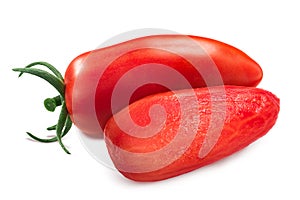 Peeled whole finger  tomatoes Naples or San Marzano isolated