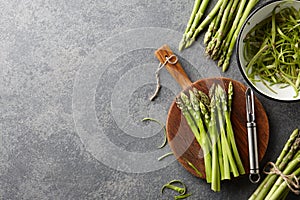 Peeling and cooking fresh raw asparagus