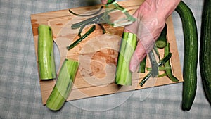 peeling of cucumber