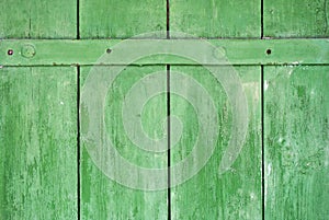 Peeling paint on an old rustic barn door, grunge background