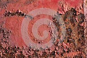 Peeling paint on the rust wall. Empty for design, pattern, cover, overlay texture, background and other, Surface of old steel